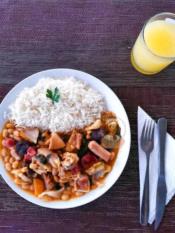 Arroz com fejoada de Cispe de porco